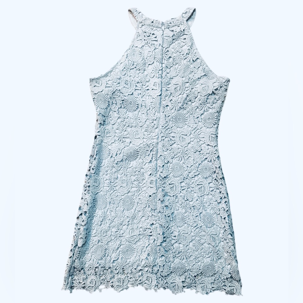 Lulu's Light Blue Lace Halter Mini Dress - Picture 7 of 8